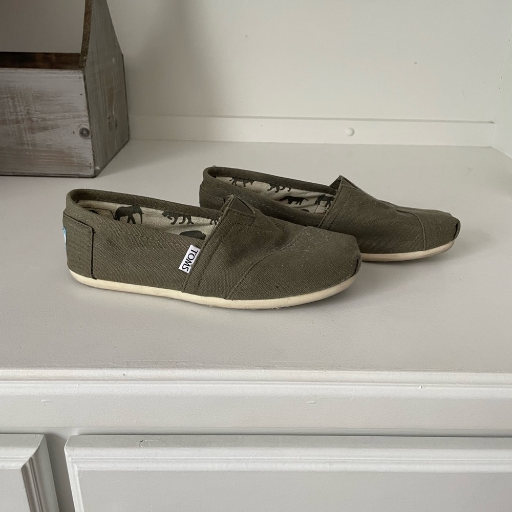 TOMS Khaki Canvas Slip-Ons